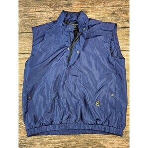 DryJoys By Foot Joy Mens L Blue Golf Vest Sleeveless Windbreaker Pockets 1/4 Zip